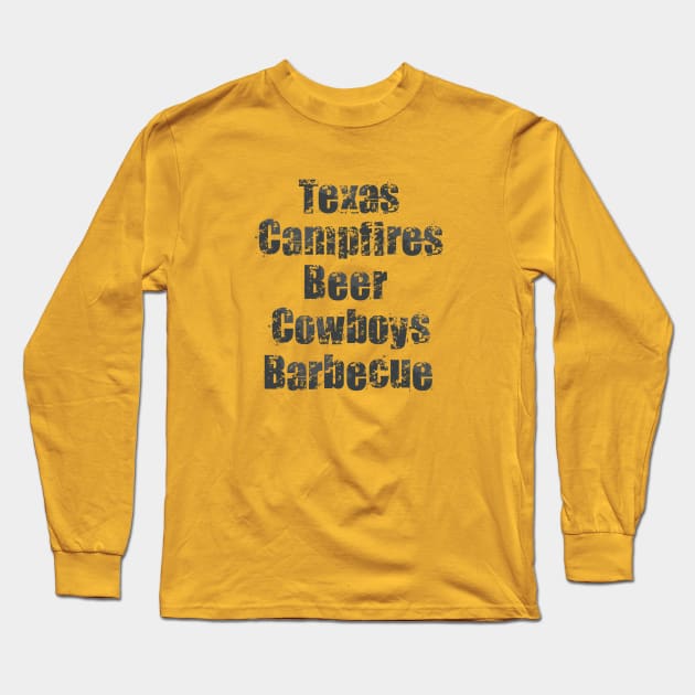 Texas Campfires Beer Cowboys Barbeque Long Sleeve T-Shirt by Dale Preston Design